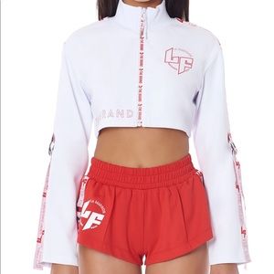 LF New White and Red Crop Jacket Comfy Sport